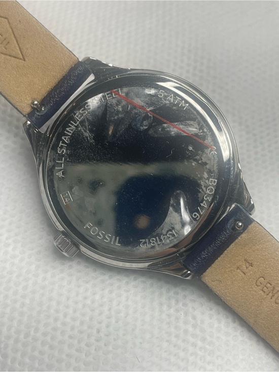 leather watch fossil jacqueline watch blue Fossil Jacqueline Navy Blue Gem Stone Silver Watch Matching Leather Band  Tin
